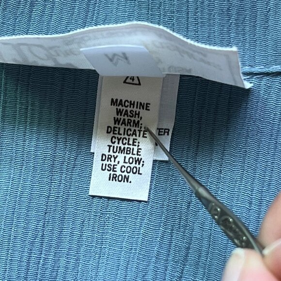 Vintage Carefree Fashions Shirt Skirt Set Size Medium Button Blue Studded Casual - Picture 11 of 16